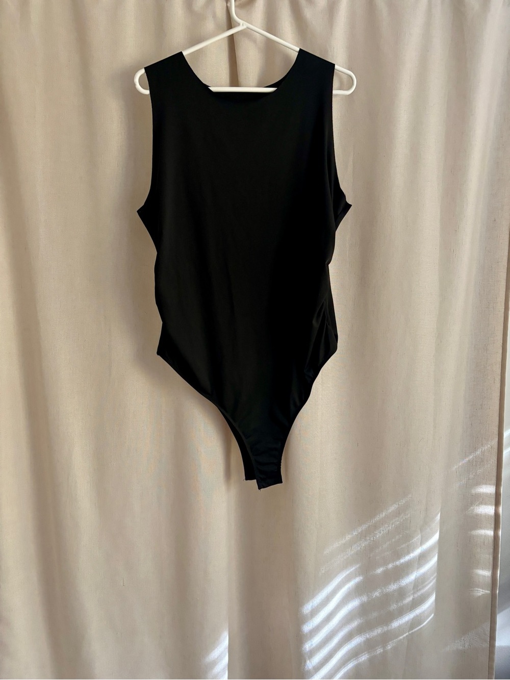 Ruched Black Bodysuit — Size XXL